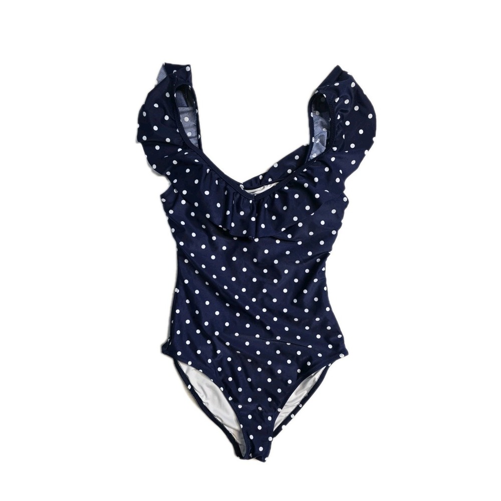 Old Navy‎ Women's One Piece Swimming Suit Small Navy Blue White Dots